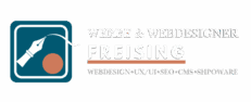 Das Logo der Werbe und Webdesigner Freising mit weißer schrift