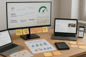 Illustration zu SEO-Leistungen und besseren Google-Rankings