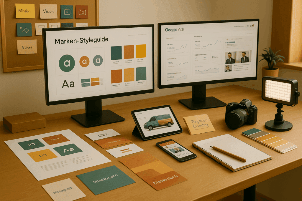 Werbung & Markenauftritt Angebote, der Werbe und Webdesigner Agentur in Freising. Beliebt: Logo erstellen lassen, Corporate Design, Visitenkarten & Flyer, Google Ads, Social Ads Nische: Employer Branding, Fahrzeugbeschriftung, Foto & Video für Websites, Messegrafik, Marken-Styleguide, LinkedIn-Kampagnen für B2B